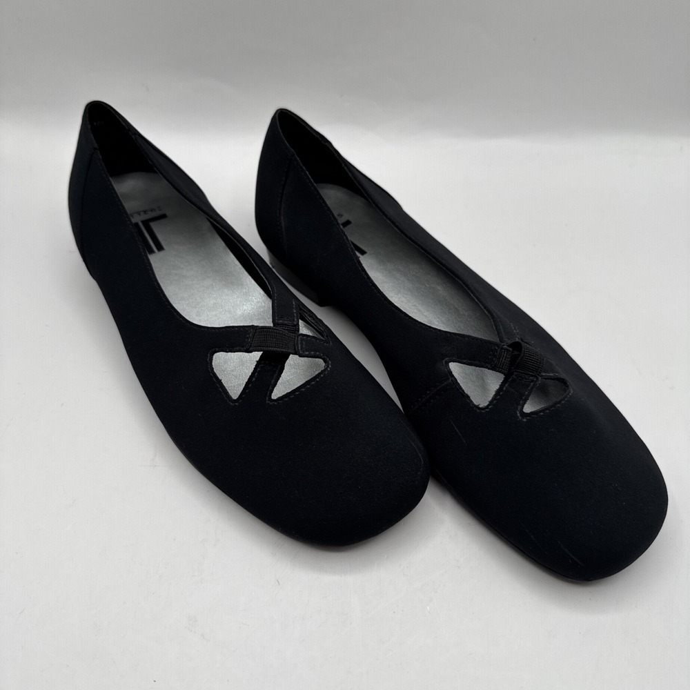 Trotters‎ Metallic Black Shoe Maggie Sz 7.5 W Mary Jane Ballet Flats